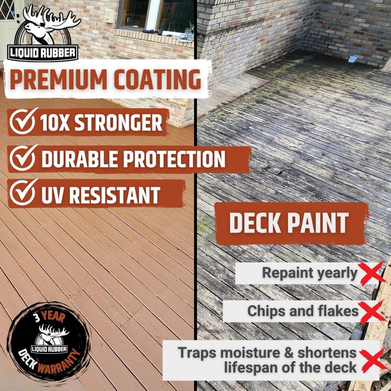 Liquid Rubber Polyurethane Deck Coating â€“ 10X Stronger Than Traditional Deck Paint & Deck Stain â€“ Flexible, Waterproof Sealant for Wood, Concrete & Plywood â€“ Smooth Finish â€“ Stone Gray â€“ 1 Gallon - Image 3